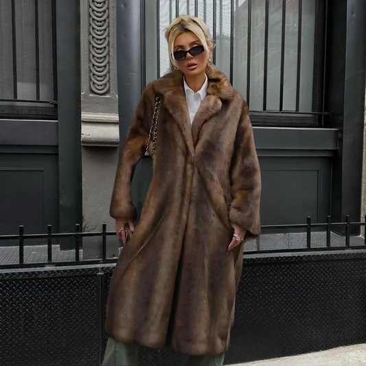 Long Faux Fur Tailored Coat