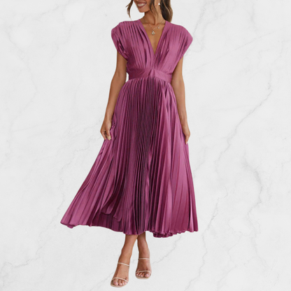 GLAMORA | Sophisticated V-Neck Midi Dress for Women