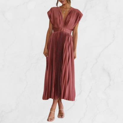 GLAMORA | Sophisticated V-Neck Midi Dress for Women