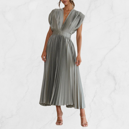 GLAMORA | Sophisticated V-Neck Midi Dress for Women