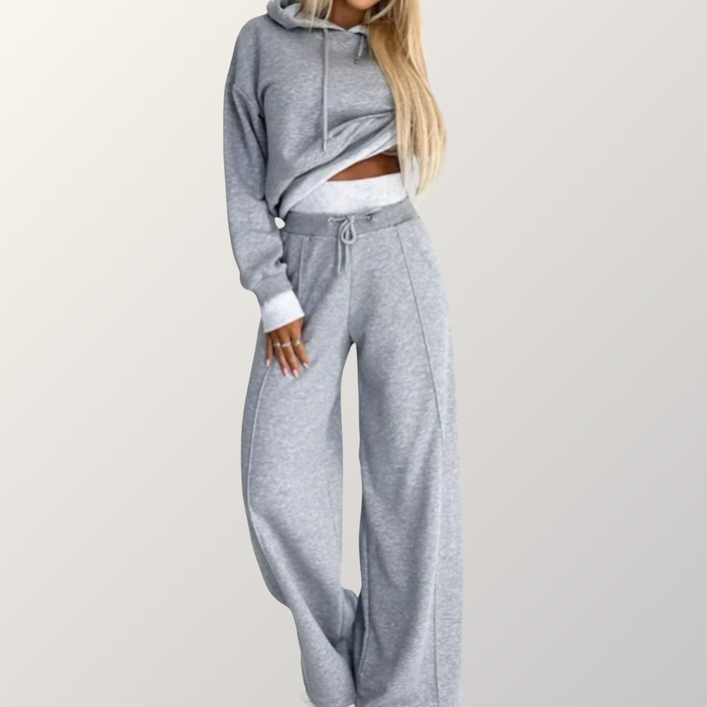 Stylish Hoodie & Wide-Leg Pants Set