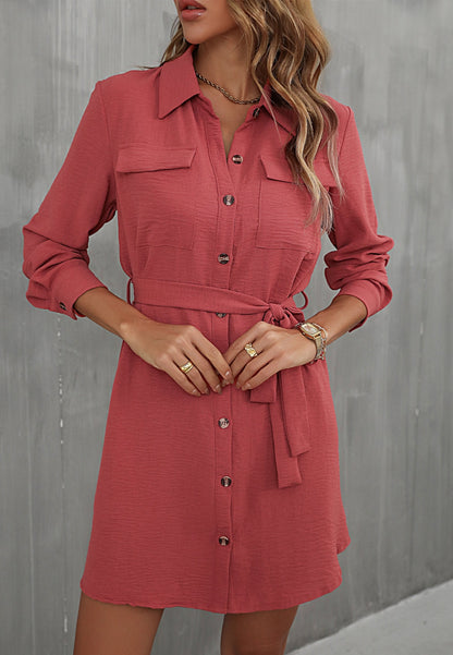 VADA - Trendy Button-Up Shirt Dress