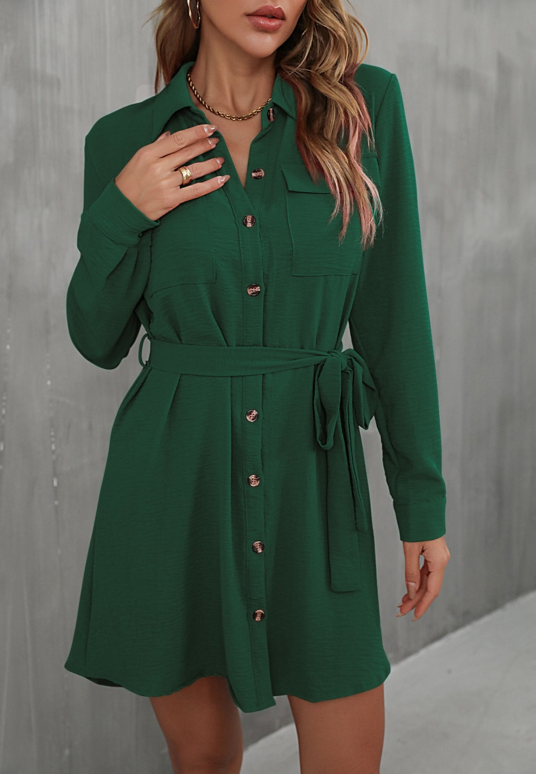 VADA - Trendy Button-Up Shirt Dress