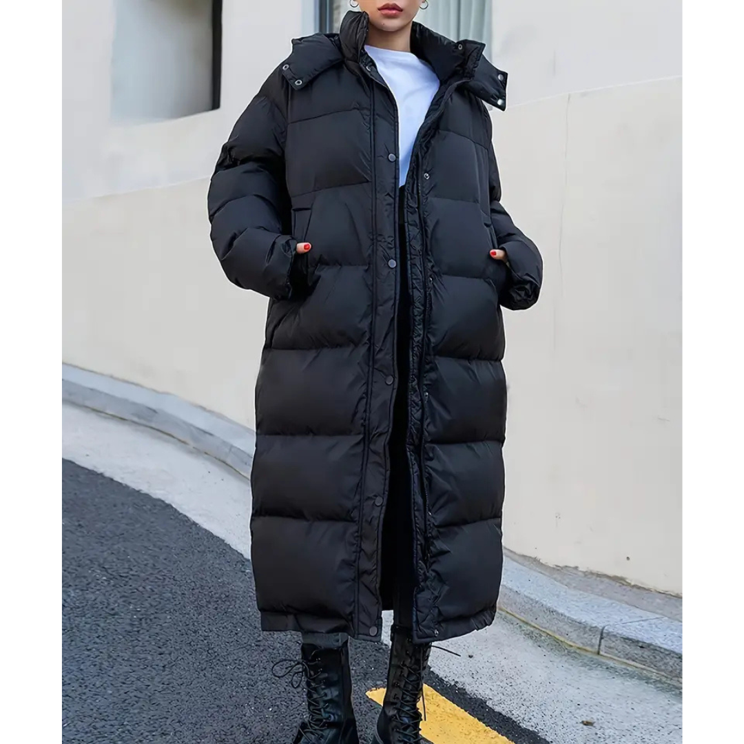 STEPHANIE – Long Puffer Winter Coat with Hood for Women | Warm & Stylish