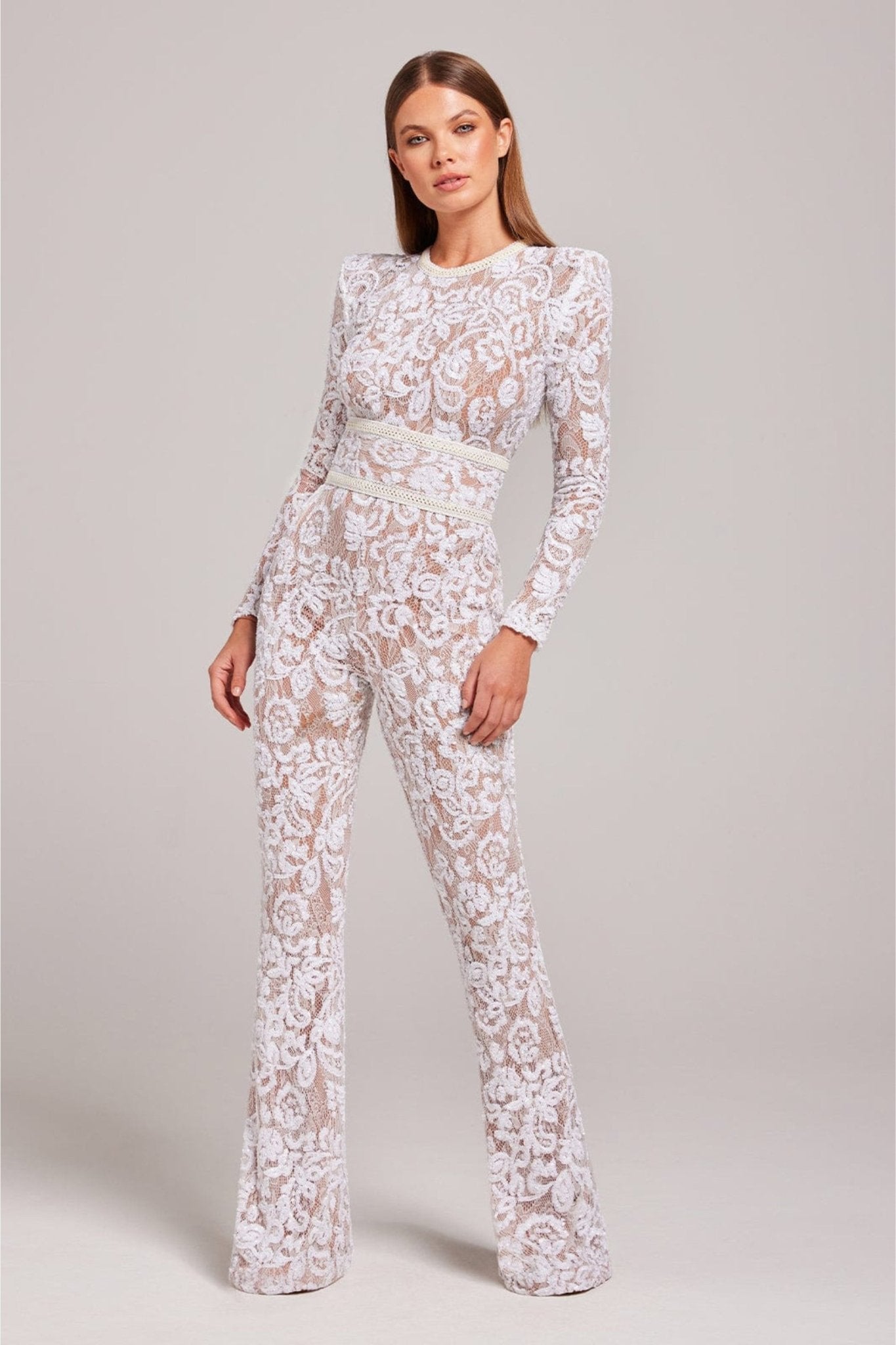 Vivienne - Women's Long Sleeve Jumpsuit | Luxe Sequins and Lace