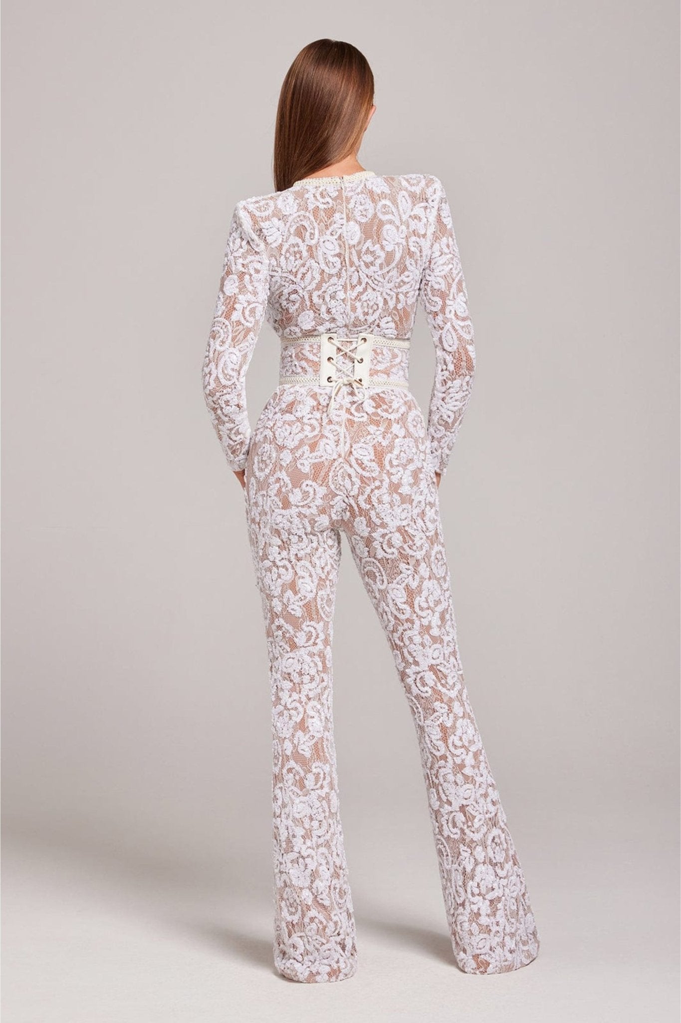 Vivienne - Women's Long Sleeve Jumpsuit | Luxe Sequins and Lace