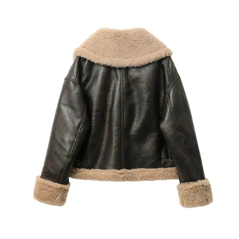 LUNA - Cozy Women's Leather Jacket for Stylish Warmth