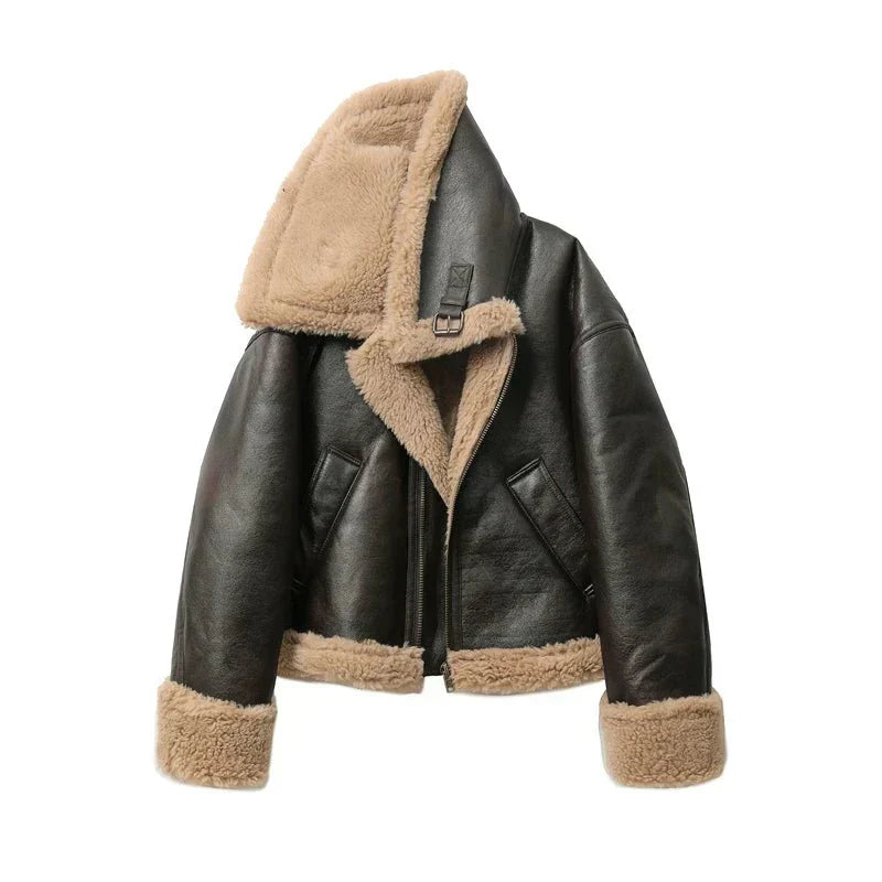 LUNA - Cozy Women's Leather Jacket for Stylish Warmth